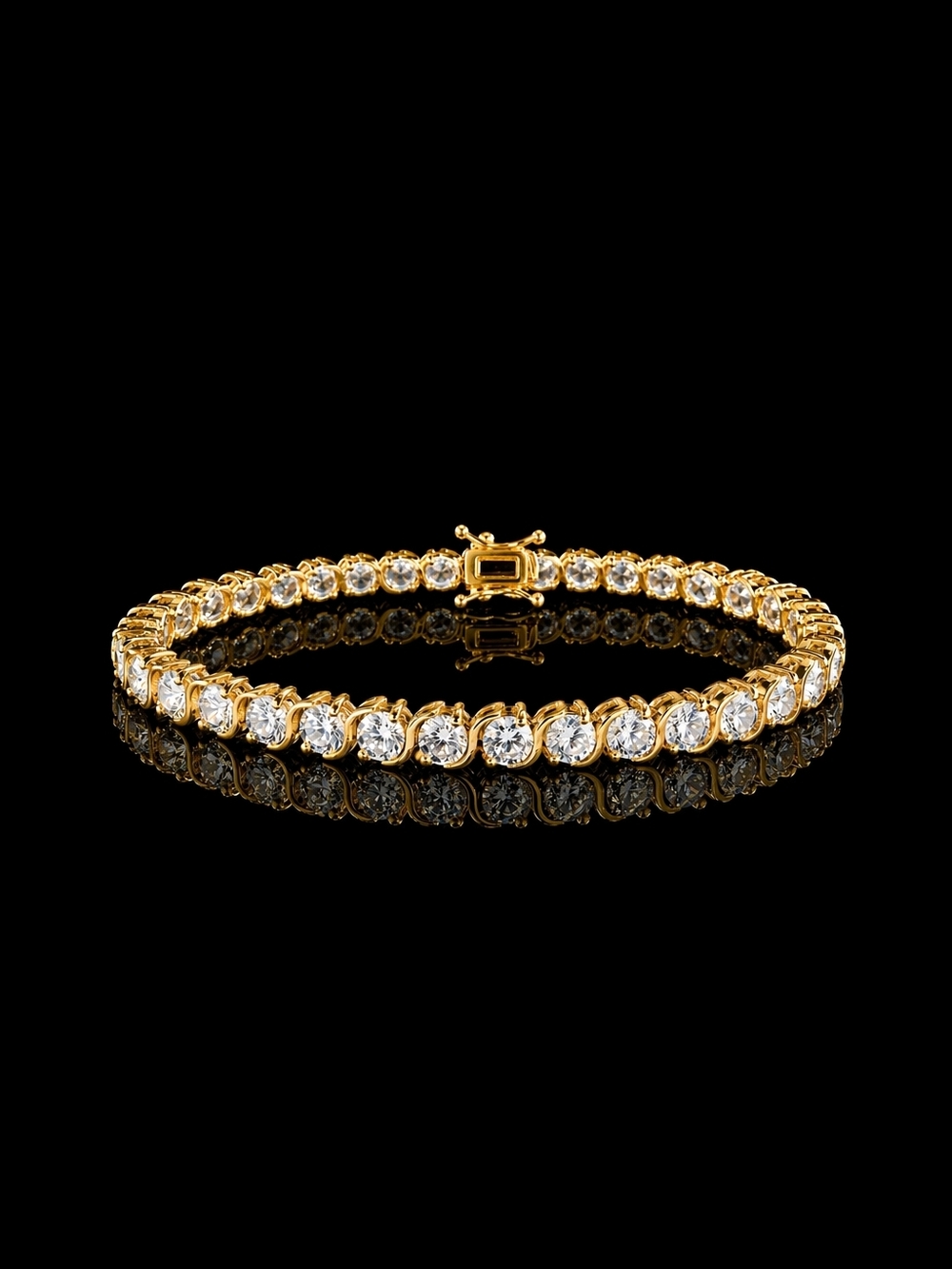 Tennis Bracelet 14K Gold Over 925 Sterling Silver 7" Elegant Women’s Jewelry